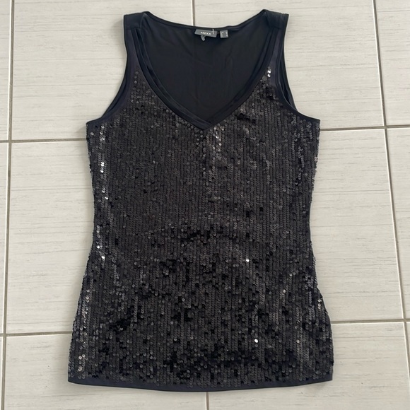 Black Sequins Tank Top • Sleeveless Top • Size Medium - Picture 6 of 14